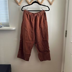 100% linen flax pants in Cinnamon brown